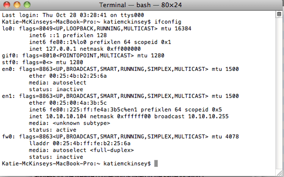 ipconfig in mac terminal