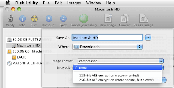 using disk image for backup mac