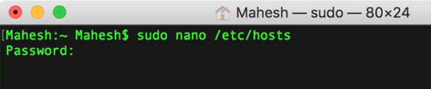 how to edit text file in terminal mac with sudo