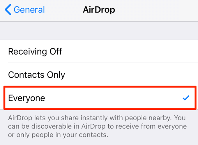 Everyone selected in AirDrop 