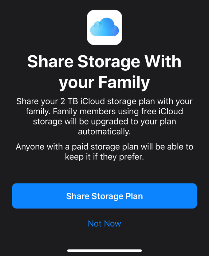 icloud storage plans for family sharing