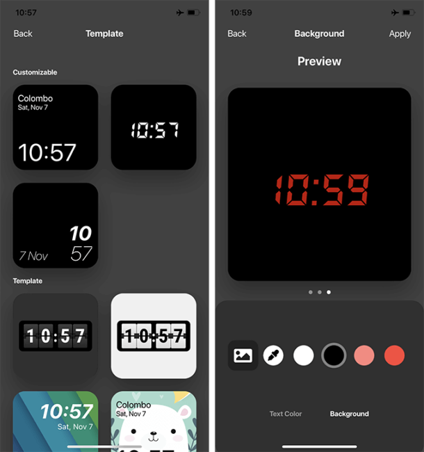 digital clock widget iphone