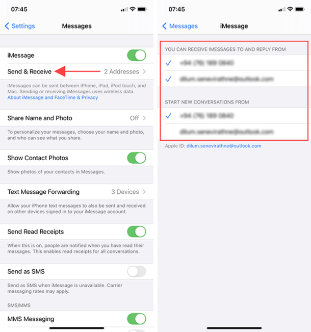 how to receive imessages to and reply from phone number