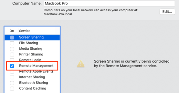 how to turn off remote management on mac