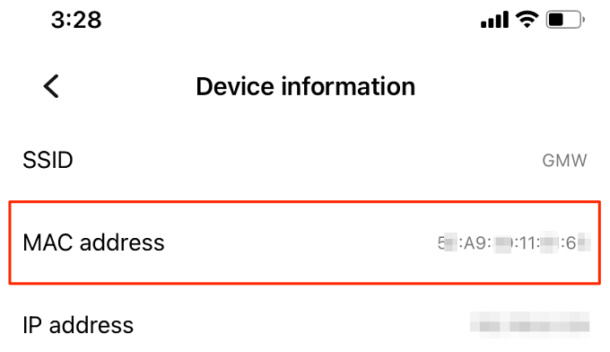 find mac address on iphone