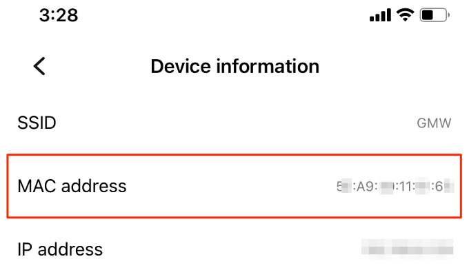 how to find device mac address for ipad