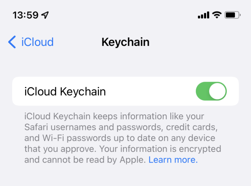 apple keychain password